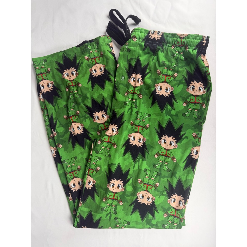 Hunter x Hunter Sleep Pants Mens XL Green Excellent Gon Freecss Camo Anime